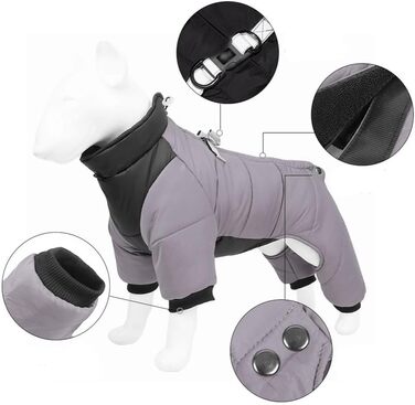 Зимовий теплий зимовий одяг для собак з D-початком, водонепроникний, флісова підкладка, для маленьких та середніх собак (Сірий, L)