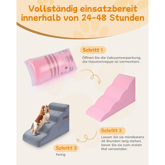 Сходинки для собак 5-ступеневі, 60 см - зручні сходи для тварин на диван та ліжко, антиковзкі, для маленьких собак та котів