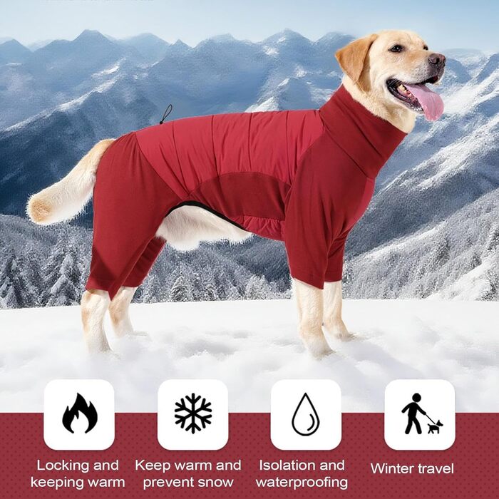 Флісовий теплий зимовий одяг для собак з капюшоном, водонепроникний, з простроченим спинком, регульований, з отвором для повідка (Red XL)