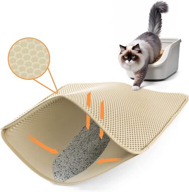 Килимок для котячого туалету Ycozy Katzenklo Matte 76x61 см, Oxford-тканина, водовідштовхувальний, контролює розсипання наповнювача