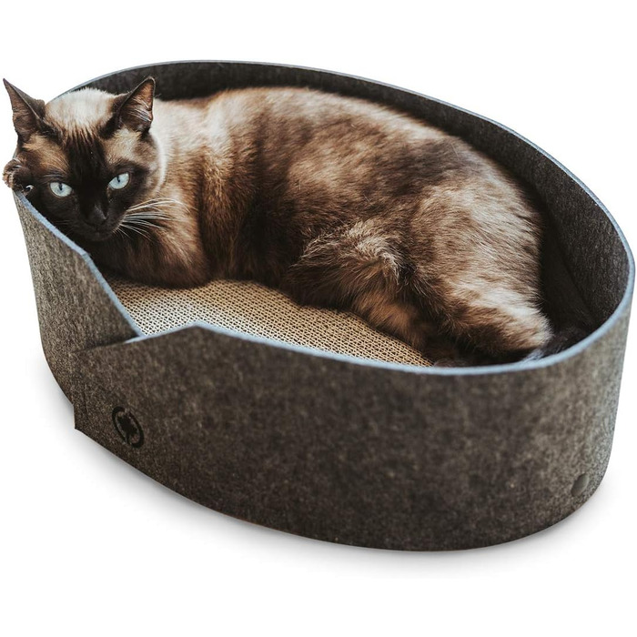 Клітка-ліжко для котів Owen-Tower XL, сірий, 50 см, з когтеточками та двома хвильовими платформами