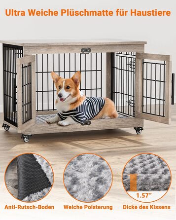 Кіяпка: Будка для собак у дім з подушкою, 98x64x68 см (Сірий, M)