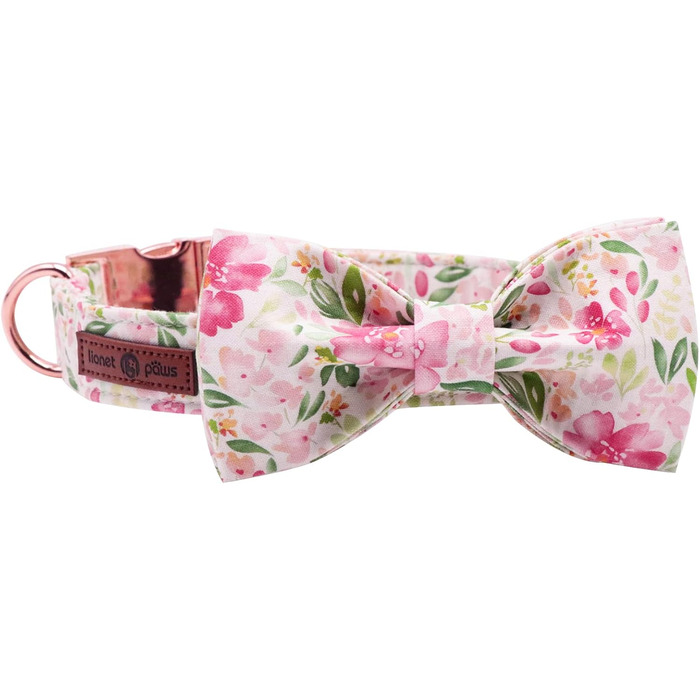 Нашийник для собак Lionet Paws з метеликом, регульований, знімний, для цуценят, маленьких, середніх та великих собак та котів, подарунок, 40-60 см, рожевий, квітка