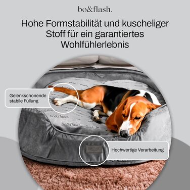 М'яке ліжко для собак San Diego Dark Grey L - зручне собаче ліжко для маленьких та великих собак, з антиковзким покриттям та можливістю прання