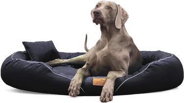 Ортопедичне собаче ліжко Tierlando Tiffany Couture XL/XXL: зручне диван для великих собак з пам'яті ефекту, знімний чохол, 145x105 см, чорний колір