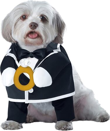 Костюм для собаки, нареченого, чорний/білий, розмір Small