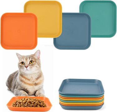 Набір мисок для котів GMMG, 6 шт. з кераміки, плоскі, квадратні