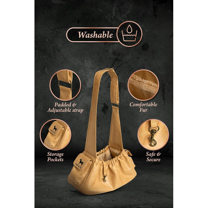 Трасик для собак Noah & Paw: переноска для маленьких собак до 10 кг з регульованим ремінцем та м'яким хутром, подвійний захист, веганська шкіра