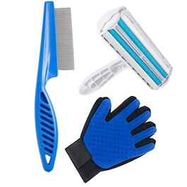 Набір для догляду за тваринами Ultimate Pet Kit: рукавичка для видалення шерсті, гребінець від бліх, щітка для грумінгу. Підходить для собак та котів