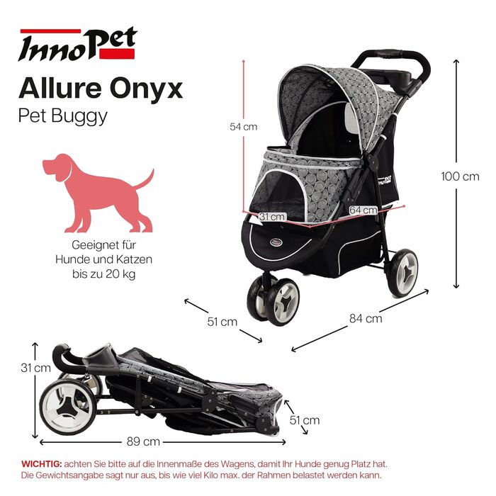 Візок для собак Innopet Allure Cheetah сірий