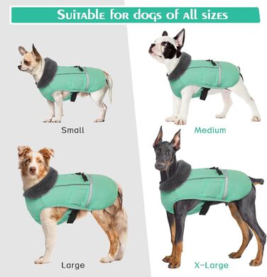 Зимовий одяг для собак QBLEEV: теплий, водонепроникний, з флісовою підкладкою, для холодної погоди, розмір L (Турквіс)