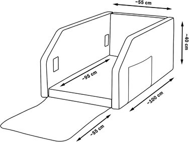Автоматичне ліжко для собак у машину Velinda, 55x100 см, чорний колір
