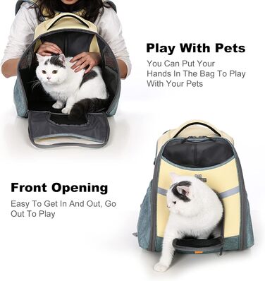 PETCUTE Рюкзак для тварин, переноска для собак та котів, жовта, до 8 кг