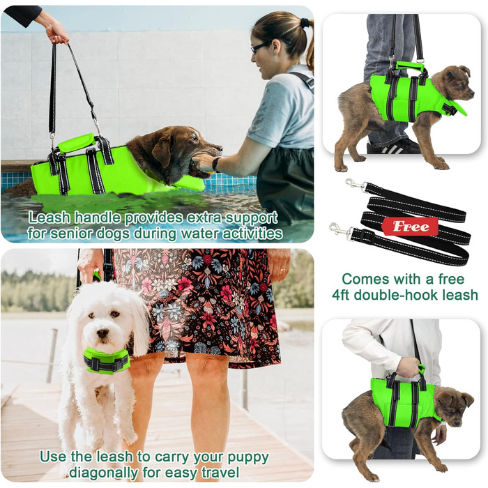 Жилет для плавання собак Fragralley, зелений, розмір Medium