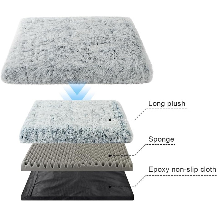 Крісло-лежанка для собак та котів Aomig, квадратне, плюшеве, 75x50x8 см, сірий колір