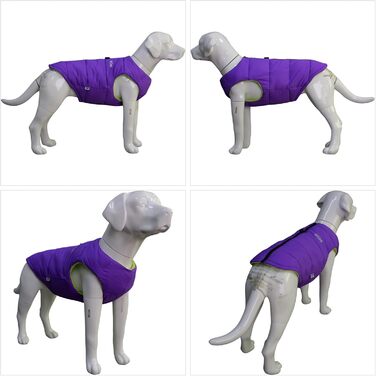 Зимова куртка для собак, водонепроникна, вітронепроникна, тепла флісова куртка з блискавкою для маленьких, середніх та великих собак, зелена, розмір L, зелений (S (-9lbs), фіолетовий)