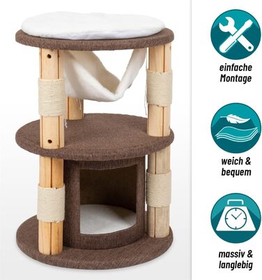 Котячий будиночок VOSS.PET Milo 70см - преміум когтеточка з платформою, гамаком та печерею