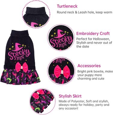 CuteBone Синій собачий светр з сніжинками, одяг для цуценят, зручні толстовки та зимові куртки для собак, отвір для повідка DS72-DE (L, Halloween 3)