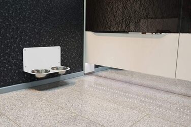 Підставка для корму Schmeck.bar для собак: стабільна, настінна, з мисками (2xS), білий матовий, 400x187x227 мм