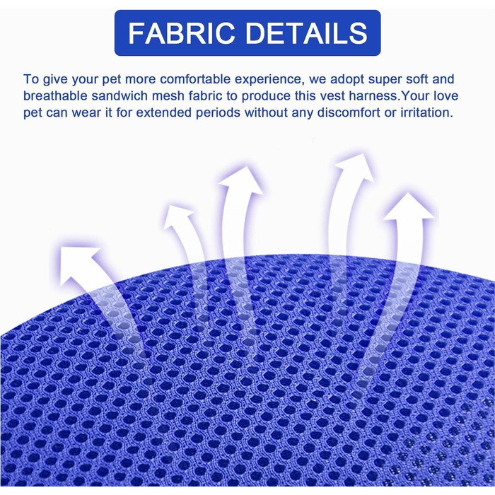Шлейка для котів Skmeditec з нерухомим захистом, м'яка жилетка з світловідбиваючими смугами (XL, світло-блакитний)