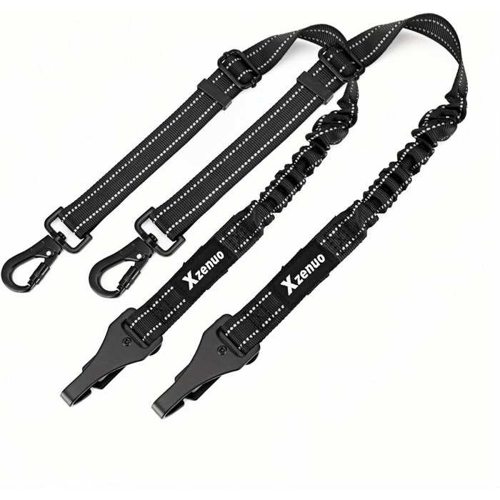 Ремінь безпеки для собак в авто: 2 шт., чорний, 60 см, з регулюванням та амортизацією