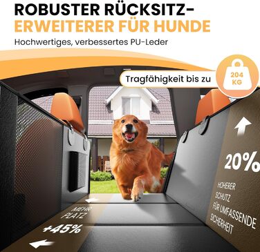 Захист для заднього сидіння автомобіля HiPetpy: водовідштовхувальна підстилка для собак з PU-шкіри, міцна (204 кг), антиковзаюча, для SUV, універсал, чорна
