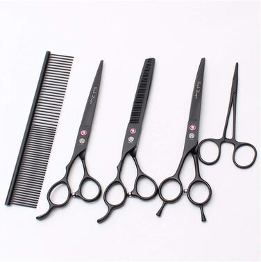 Професійна ліворука ножиці для стрижки собак, 7.0 дюймів (прямі та розріджуючі леза, для перукарів та дому)