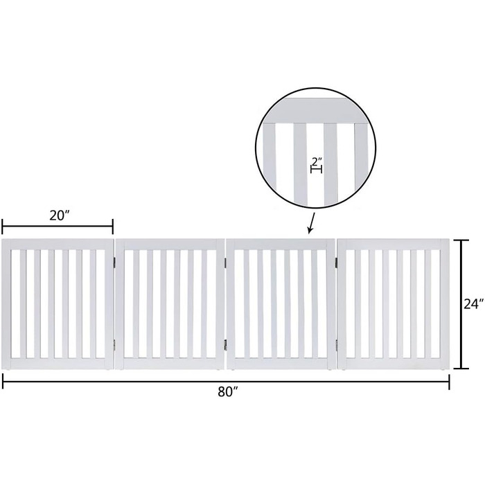 Захисний бар'єр для собак Unipaws - відбійник для сходів без свердління, дерев'яне дитяче ворота, білий (4 елементи, 61 см) 204 x 61 см