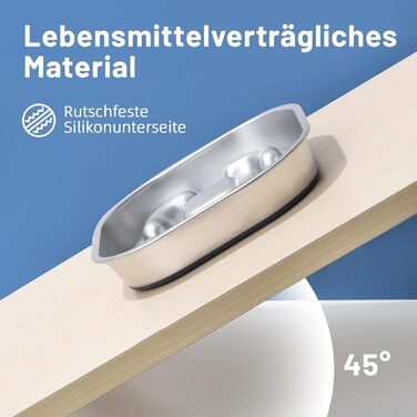 Антислизька годівниця для собак Nayelf з нержавіючої сталі 304, з силіконовим дном, 23*23*4.5 см