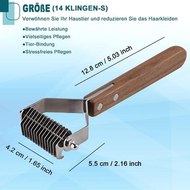 Тріммер для шерсті Coat King - щітка для собак та котів, 14 лез, 184x62 мм