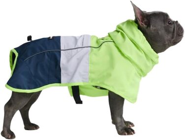 Дощовик для собак Spark Paws, водонепроникна вітрозахисна куртка для малих, середніх, великих і дуже великих порід, з відбивачами, дихаюча, повний захист, неон білий/синій, розмір L