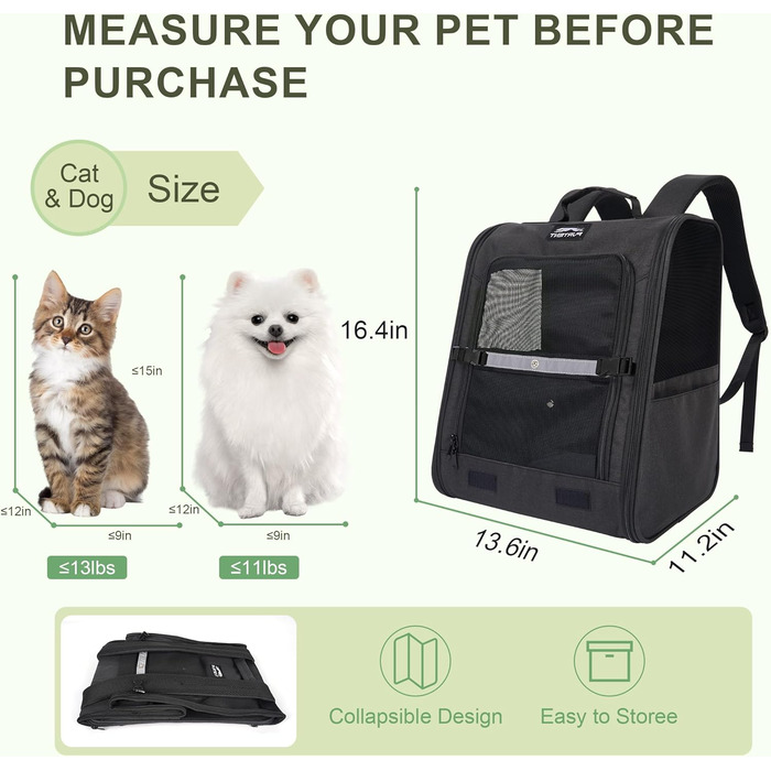 Рюкзак-переноска для собак і котів/цуценят до 5,9 кг, дихаюча сітка, кишені, безпека, для походів