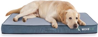Велике ортопедичне ліжко для собак з гелевою піною-пам'яттю, міцний фланелевий матеріал, знімний чохол та водонепроникний наповнювач, розмір 104 x 74 x 9 см, блакитний колір