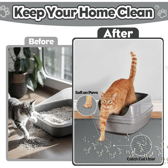 Килимок для котячого туалету Bartuke Katzenklo Matte, великий розмір 101 x 71 см, силіконовий, для контролю розсипання, м'який для лап котів, легко миється (Зелений)