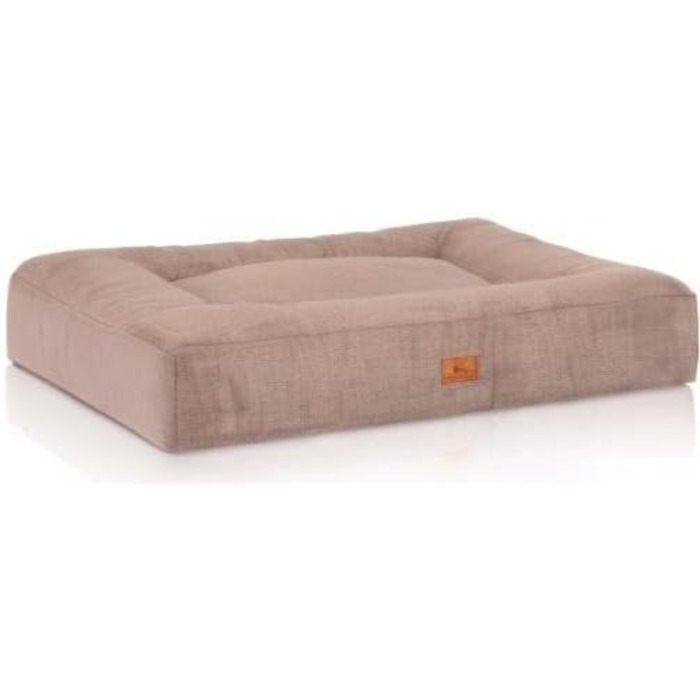 Ортопедичне собаче ліжко Knuffelwuff Sofia з велюру, 100 x 80 см, бежеве. Знімний, пральний чохол. Для собак великих, середніх та маленьких порід.