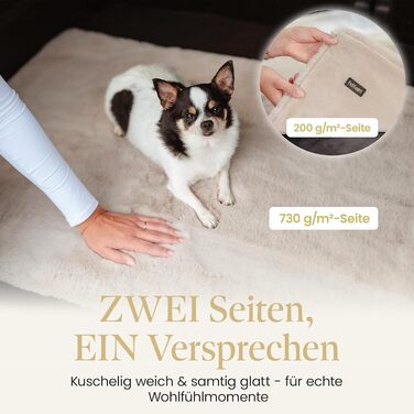 Плед для собак FellEngel de luxe® Premium, 100x70 см, веб-плюш, для собак та котів, килимок для тварин, ідеально для авто та дивану, прання, кашемір бежевий