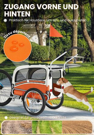Причіп для собак SEPNINE® 2-в-1 для велосипеда та джоггінгу, до 30 кг, помаранчевий