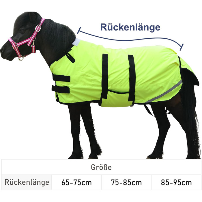 Gallopoff Зимова попона для поні, 300D, 150 г/м², водонепроникна, дихаюча, для поні, лошат, міні- та карликових коней, жовта, 65-75 см