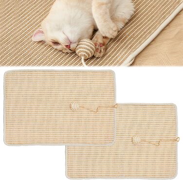 Килимок для дряпання котів, 2 шт., 60 x 40 см, сизаль, з дзвіночком, захист від подряпин