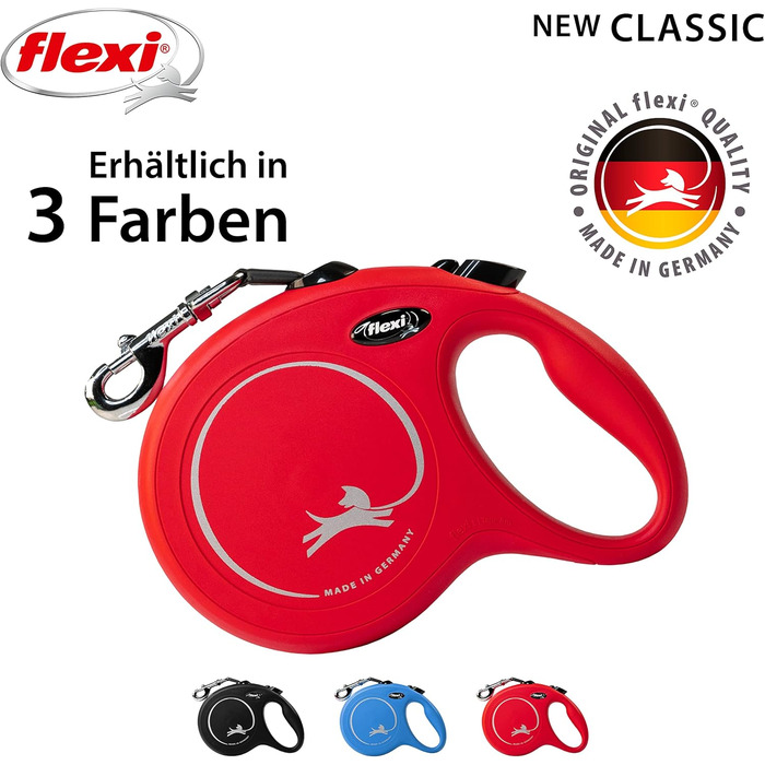 Рулетка для собак Flexi New Classic L, 5 м, червона, до 50 кг