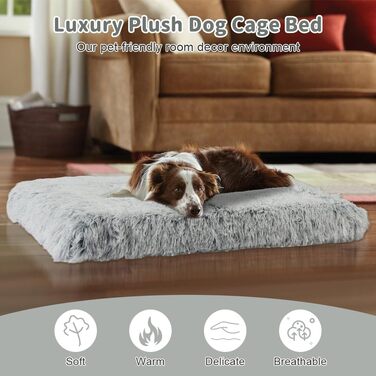 Крісло-лежанка для собак та котів Aomig, квадратне, плюшеве, 75x50x8 см, сірий колір