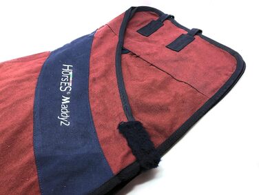 Літня повісь для коня Maddy 2, бавовняна легка та дихаюча стібленка для весни та літа з ременями та захистом хвоста (Бордовий/Синій, 128 см)