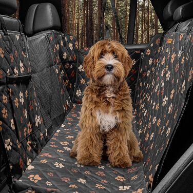 Захист для заднього сидіння автомобіля для собак від Hainberger: водовідштовхувальний, стійкий до подряпин, з боковими захистами та оглядовим вікном, 4-в-1, 137x147 см (з малюнком)