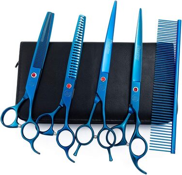 Професійний набір ножиць для собак, 17.8/20.3 см, вигнуті ножиці Chunker, ножиці для вирівнювання, гребінець для грумінгу