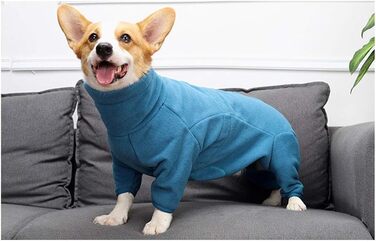 Зимовий одяг для собак: теплий комбінезон-мантій з захистом від випадання шерсті та вітру. Підходить для малих, середніх та великих собак (L, блакитний)