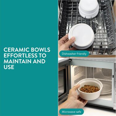 Набір мисок для тварин Navaris (3 шт.) - миски для котів та собак, кераміка, 350 мл, білий