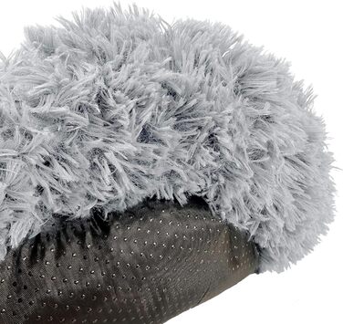 Кругла подушка-лежанка для собак та котів. М'яка, плюшева, різних кольорів (сірий, світло-сірий). Розмір M