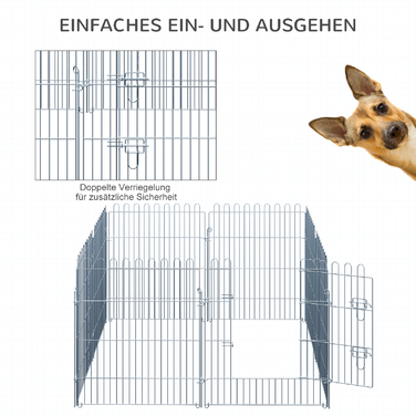 PawHut Відкритий вольєр для цуценят з 8 частин Puppy Run & Playpen, 63x76 см, безпечний і стайня | Аосом