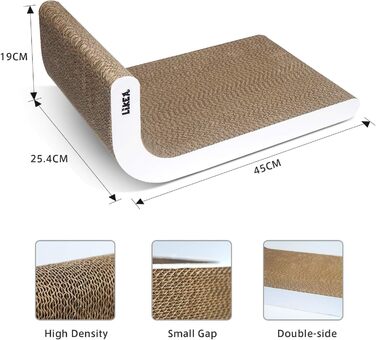 Котячий когтетоп LIKEA з котячою м'ятою, якісна картонна конструкція, декілька кутів для дряпання, 45 x 25 x 19 см