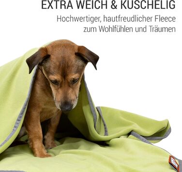 М'яка флісова ковдра для собак Doctor Bark, 100x70 см, зелений колір, Made in Germany. Можна прати до 95°C. Гігієнічна, тепла та зручна ковдра для собак на диван або в ліжечко.